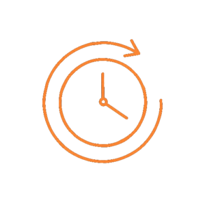 Gescribbeltes Icon einer Uhr mit umlaufendem Pfeil