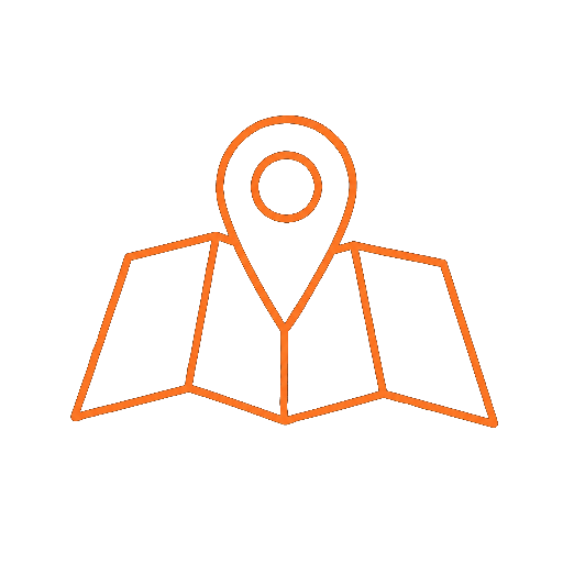Gescribbeltes Icon einer Karte mit Ortsmarkierung