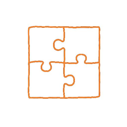 Gescribbeltes Icon aus vier Puzzleteilen