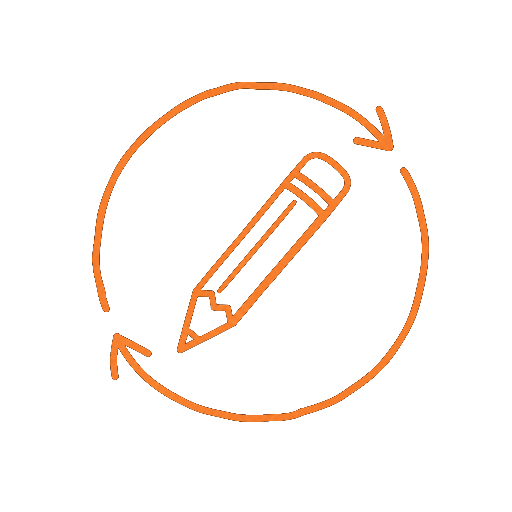 Gescribbeltes Icon einer Korrekturschleife mit Stift