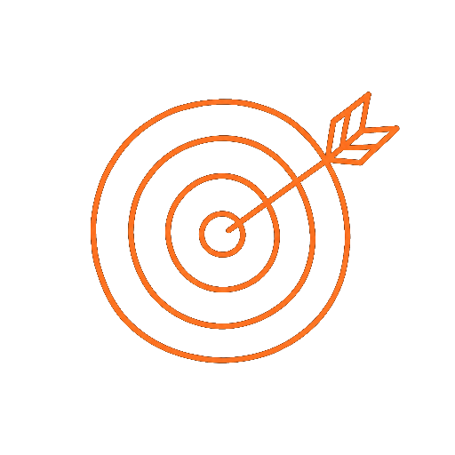 Gescribbeltes Icon einer Zielscheibe mit Pfeil