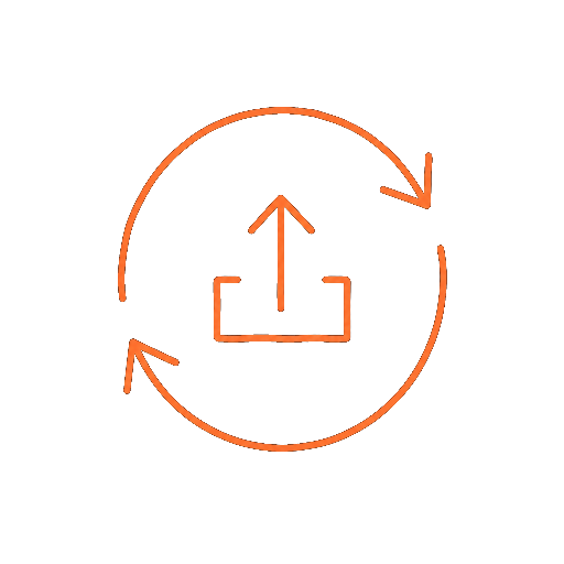 Gescribbeltes Icon eines Kreislaufs mit Upload-Pfeil
