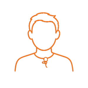 Gescribbeltes Icon einer Person mit Ansteckmikrofon